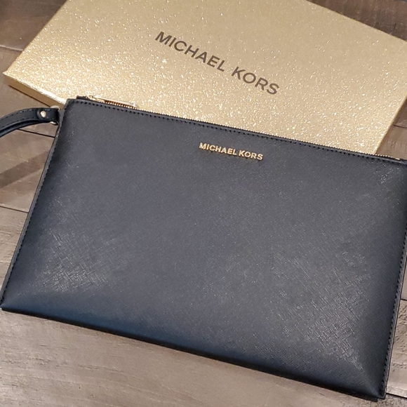 MICHAEL Michael Kors Handbags - Michael Kors Black Sticker Bar XL Wristlet/Clutch